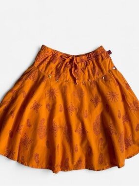 Vintage Y2K Bratz girls orange paisley cotton skirt